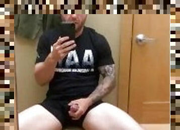 Tattooed Man Masturbating In Public Coed Changing Room