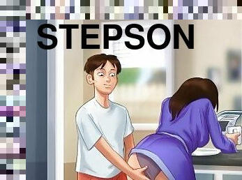 Summertime Saga.:StepSon Fingers His StepMom's Pussy In The Kitchen-Ep 179