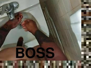 Jacking off in the boss' bathroom before going home