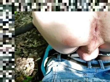 Sissy Femboy without a condom in public gets cum . They saw us but we continued to fuck