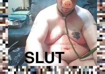 Fat FTM Piggy Self Shaming Humiliation and Verbal Humiliating BDSM Body Writing Slut Showing Pussy