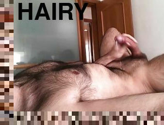 I cum on my hairy body with my big penis
