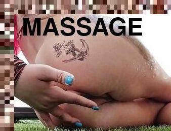 Massage wet ass hole on terrasa