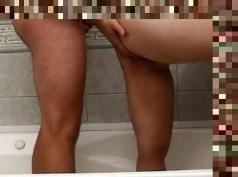 Hot sex in the bathroom with stepbrother!