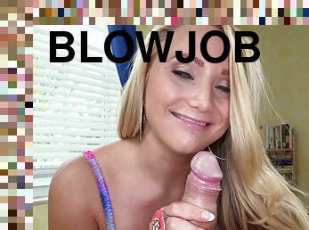 Sweet blonde AJ Applegate diligently handjob cock pov