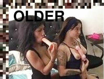 two beautiful latina girls masturbating alone with big dildos