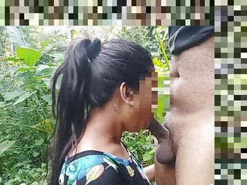 Outdoor Blowjob And Cum Swallow! - Sweet Teen Doing Blowjob On The Jungle