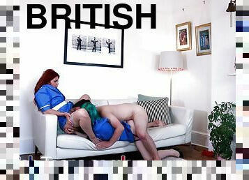 Two British Nurses Fuck A Patient And Eat A Creampie