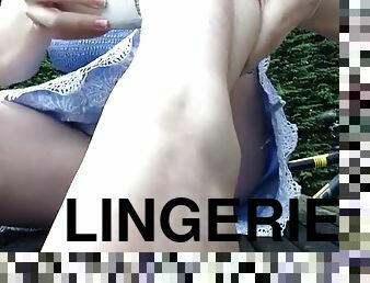 Epilation of my buttocks showing off my soles and pale panties