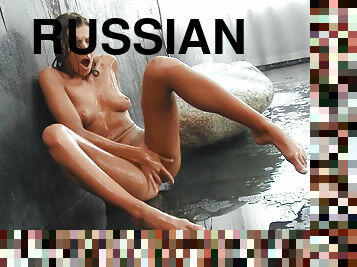 Russian cutie Maria masturbates in the shower