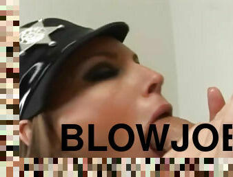 Blowjob from a policeman Flower Tucci and cum in mouth