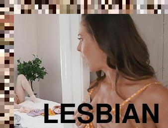 Cherie Deville and Lily Lou playing lesbian games in bed