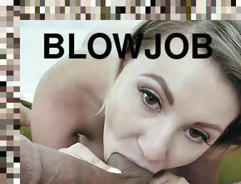 Gorgeous blonde Cara May doesn't want blowjob to end