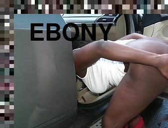 Ebony Jai James swallows creamy load after fucking a white dude roadside