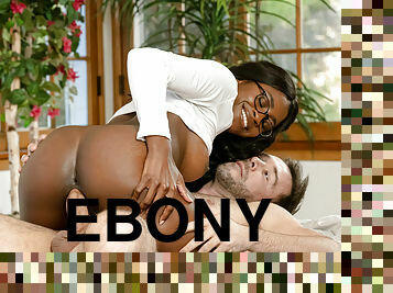 Ebony Nicole Kitt swallows bf's cock before deep and hard fucking