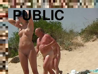 Big PUSSY Lips Close-Up on Real Public Nudist Beach