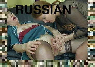 Two Russian Mature Women Go Lesbian In The Living Room