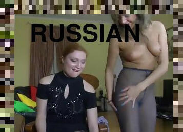 Sultry Russian Lesbians Pantyhose Fetish Pussy Licking Scene