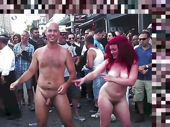 Naked dancing on the street