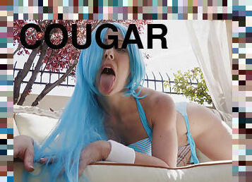 Gorgeous Cougar With Light-Blue Cosplay Hair Wants Big Dong
