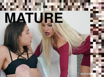 Freaking Out Hetero Brunette Gets Pegged By Lustful Blonde Dyke