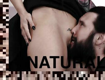 Lucky Bearded Hipster Licks Bald Gothic Teen Pussy Under Dress