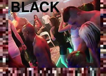 Clothed teenagers blowing big black cock