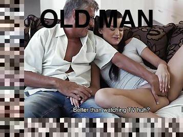 DADDY4K. Grey-haired old man with glasses fucks...