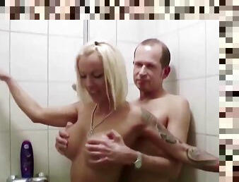 German Big Tit Mature Caught Friend of Son and Bang in Shower