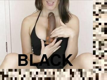 Aussie woman confesses her love for big black cock riding black dildo