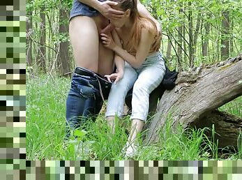 Sexy wife cheats by fucking the boss in the forest. Hot Sex