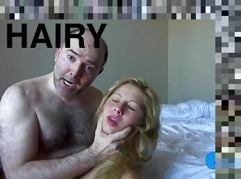Hairy old man fucks blonde haired girl in both holes