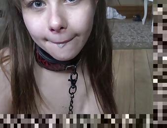 Luna Rival Dirty 18yo chained, leashed and brutally deepthroated