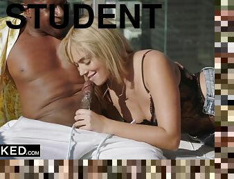 College Student Gets Seduced by her Smooth Black Neighbor