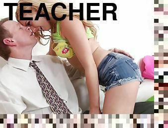 Gorgeous teenager fucks teacher for grades or something