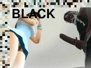 Big Arse News Anchor Blacmailed by Black Janitor 3D cartoon