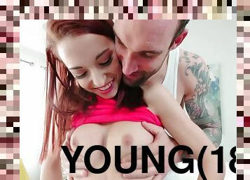 Redhead tiny slut Paisley Rae and hung daddy