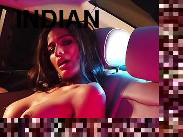 Exotic beauty Poonam Pandey - Uber Fantasy - Solo Indian Stripping in Car