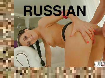 All Internal Beautiful Russian takes it in the ass