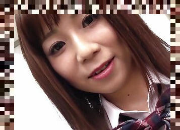 Slant-Eyed Japanese Girl Dressed Up In Schoolgirl Uniform Wants Cock