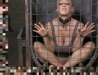 BDSM Oral Sub Slut Sits In Cage For Rough Deepthroating