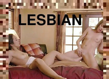 Beautiful Lilly Hall and Elena Koshka in lesbian action with toe fingering