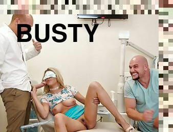 Kinky dentist and his assistant fuck a busty client