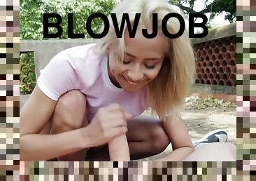 Veronica Leal gives blowjob and gets pounded outdoors