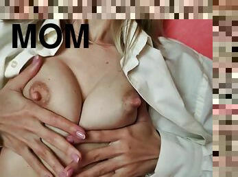 Hot mom playing with tits, yummy breastmilk