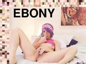 Sexy ebony teen solo toy masturbation