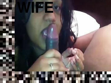 Wife gives her husband a blowjob