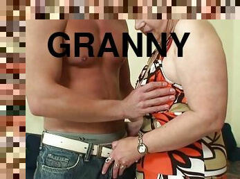 Lonely old granny rides a strangers big cock