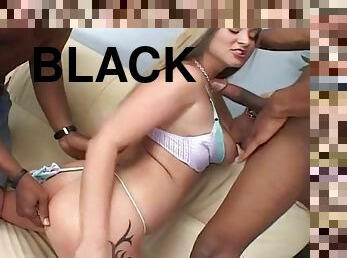 18 year old teen loves to fuck black cocks and makes amateur sex tape fucking 2 big black cocks