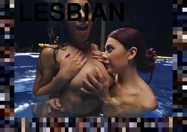 Young wet lesbian babes in pool - When Boys Are Away - Sabina Rouge, Autumn Falls